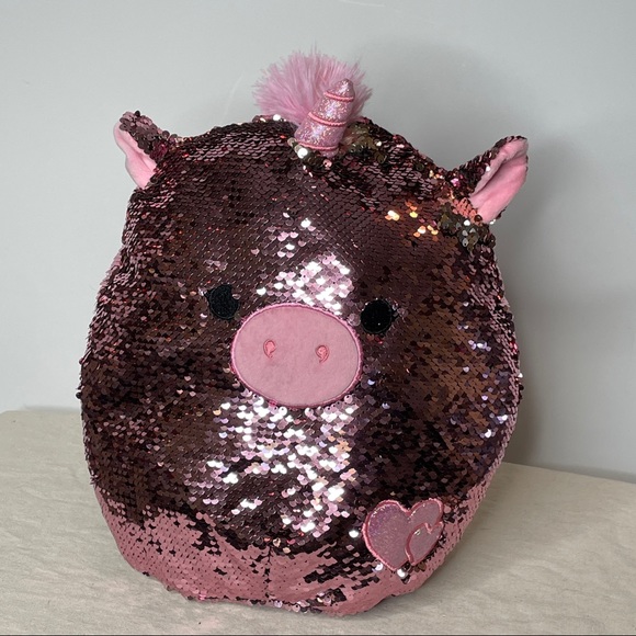 Squishmallow Unicorn Pig Sequins Reversible 12" Pink Plush Toy Animal - Picture 12 of 12